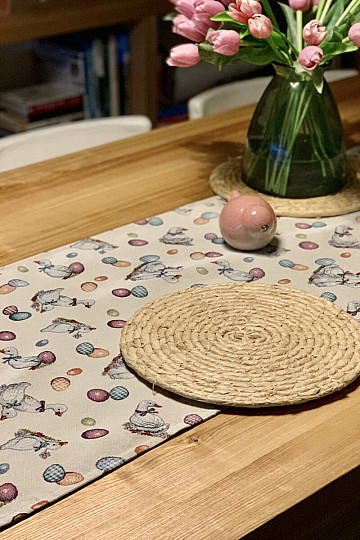 Gobelin terítő és sál húsvéti-liba fehér