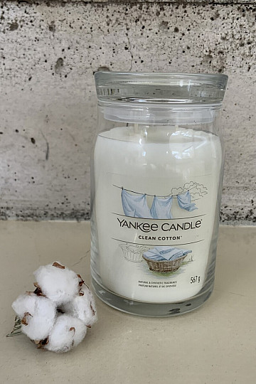 gyertya YANKEE CANDLE illat CLEAN COTTON GLASS LARGE 2 WICKS