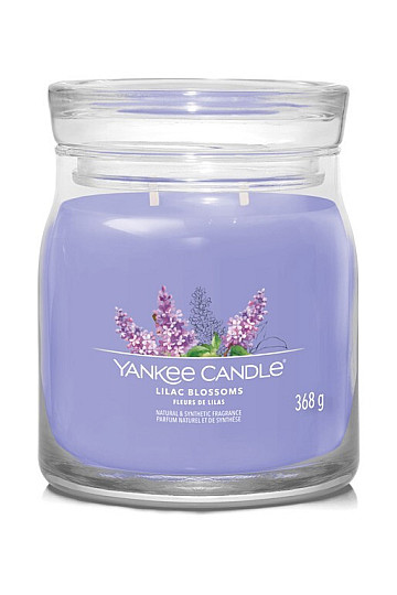 gyertya YANKEE CANDLE illat LILAVIRÁGOK ÜVEG KÖZÉP 2 kanóc