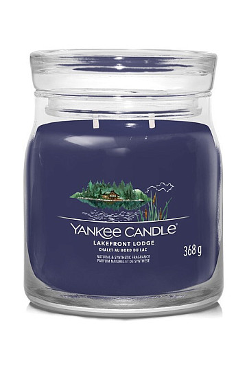 gyertya YANKEE CANDLE illat LAKEFRONT LODGE GLASS MEDIUM 2 kanóc