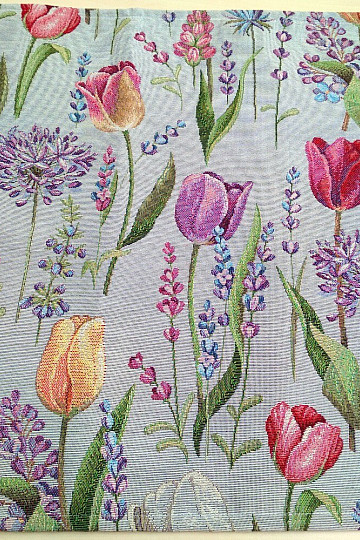 Gobelin terítő, sál Tavaszi - tulipán szürke-kék