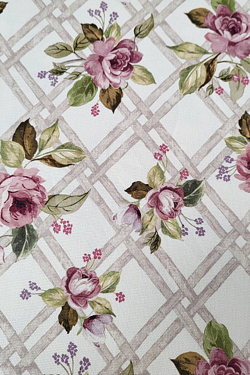 Díszszövet CASTLE ROSE GRID