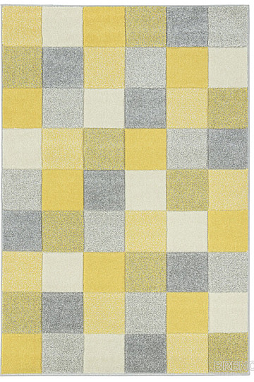 Darab szőnyeg PORTLAND sárga-szürke kocka