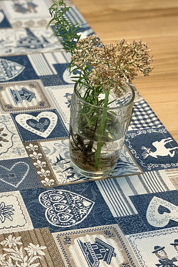 Gobelin terítő, sál PATCHWORK Kék SZÍVEK