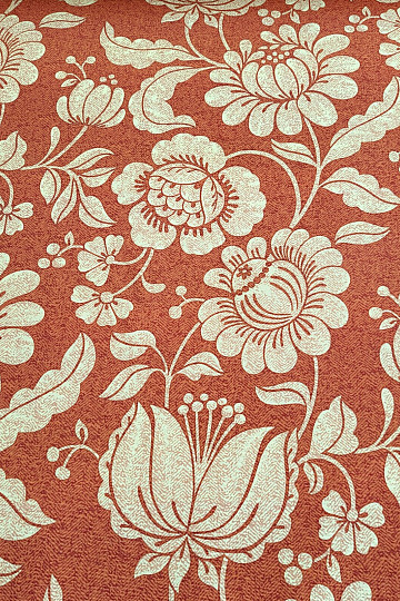 Dekoratív szövet GOLDEN FLOWERS fahéj háttér