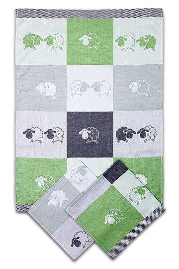 Konyha törölközők SHEEP KOSTKA GREEN 3 db