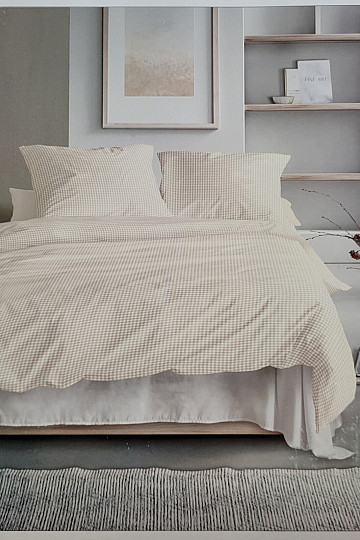 IRISETTE luxus pamutszatén BÉZS FEHÉR KOCKÁS