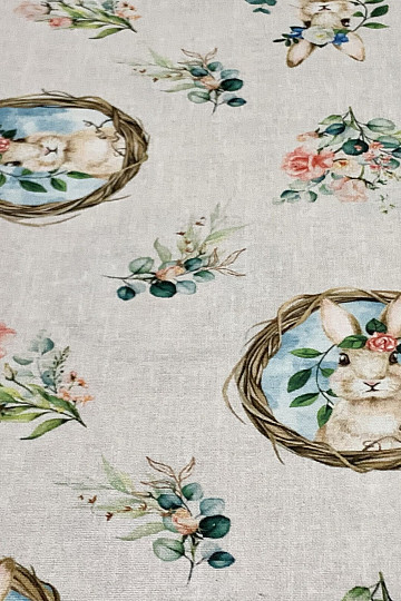 HÚSVÉTI NYUSZI rózsás mintás dekoratív anyag