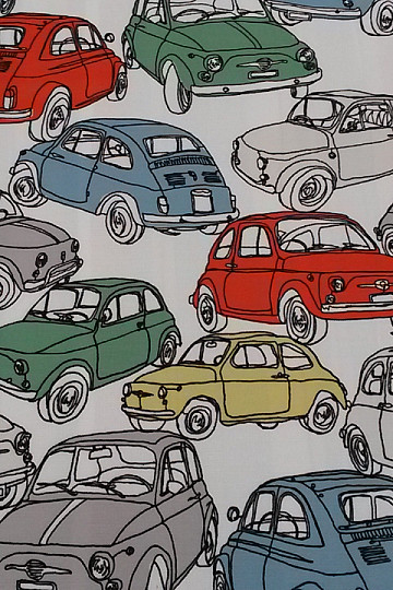 Dekoratív szövet CARS fehér / színes