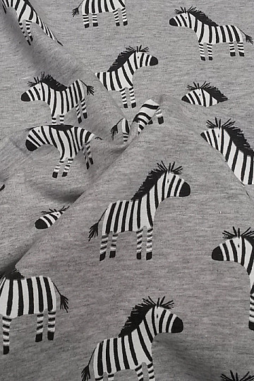 Pamut kötött nyomtatás ZEBRA szürke