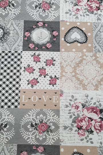 Dekoratív szövet LIA szürke patchwork