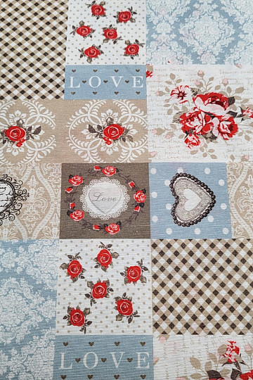 Dekoratív szövet LIA bézs színű patchwork