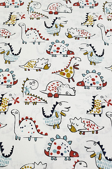 DINOSAUR pamutszövet fehér
