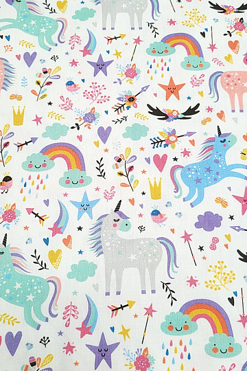 Gyerek pamutszatén UNICORNS digitális