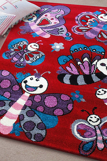 Gyermek szőnyeg BELLA Butterflies red