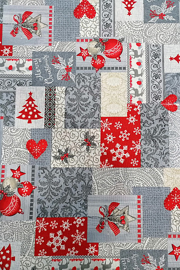 Dekoratív szövet PATCHWORK karácsonyi szürke