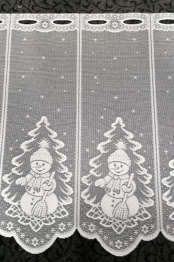 KARÁCSONYI jacquard függöny a HÓEMBER ólomüveg ablakhoz