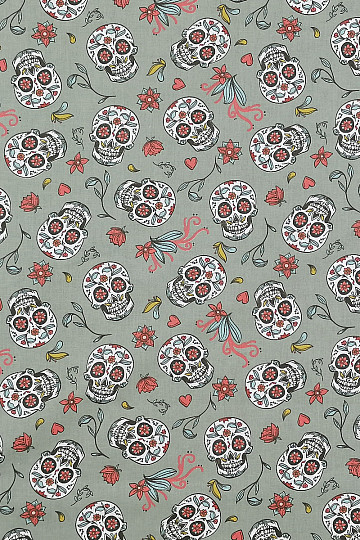 Pamut szövet SKULL khaki