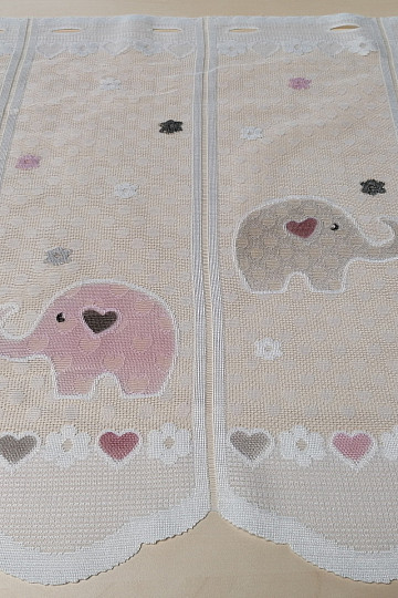 Gyermekfüggöny ólomüveg ablakon - jacquard ELEPHANTS II