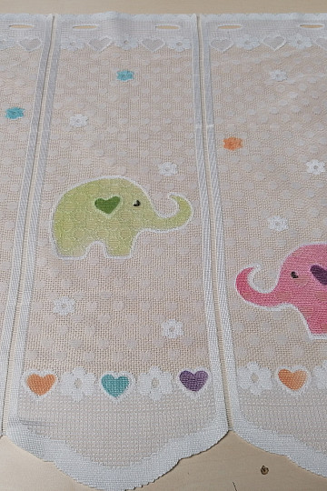 Gyermek függöny ólomüveg ablakhoz - jacquard SLONICI