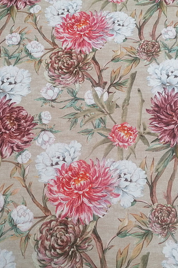 Dekoratív szövet PEKIN FLOWER NAGY BÉG