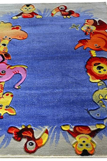 Gyerek szőnyeg KIDS SAFARI krém-kék