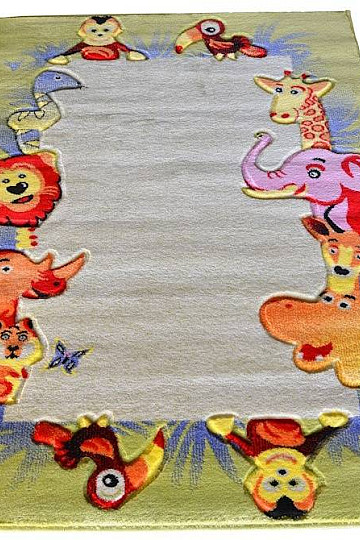 Gyerek szőnyeg KIDS SAFARI zöld-krém