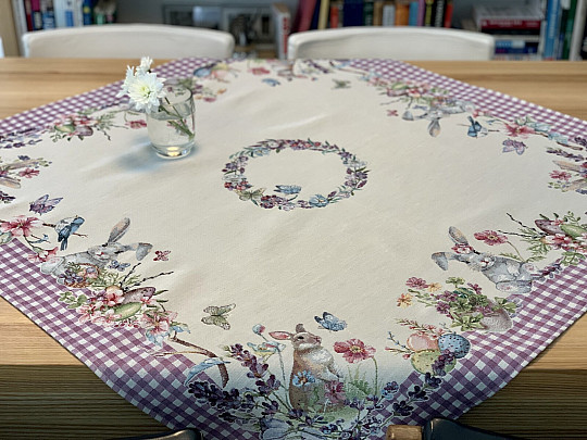 Gobelin terítő és sál HÚSVÉT IDŐBEN lila kockás