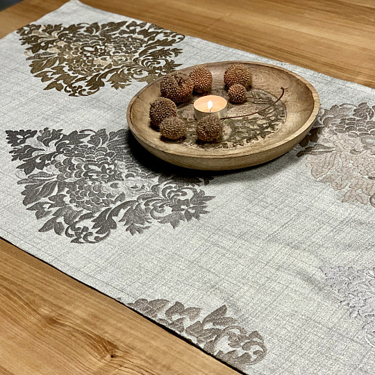 Hímzett kendő REVIVAL szürke-ezüst