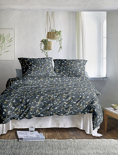 IRISETTE luxus pamut szatén WAVE 8565-20 BRANCHES szürke