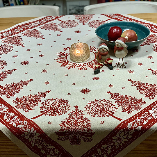 Gobelin terítő és sál NÉPKARÁCSONY piros