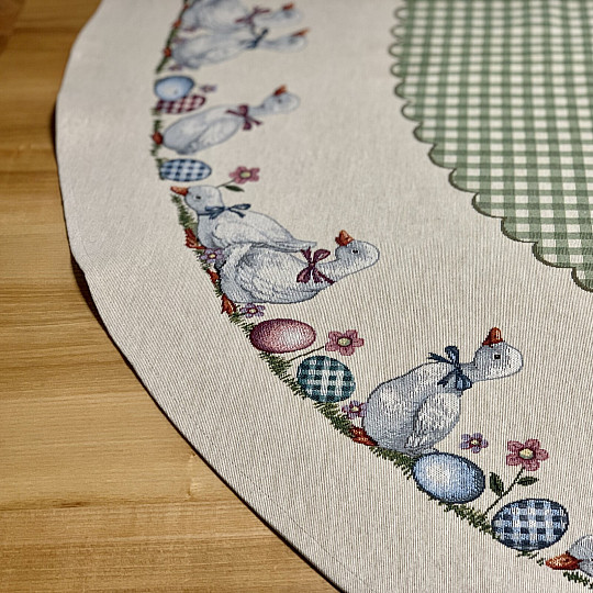 Kerek gobelin terítő HUSSIČKY ZÖLD KOCKÁS