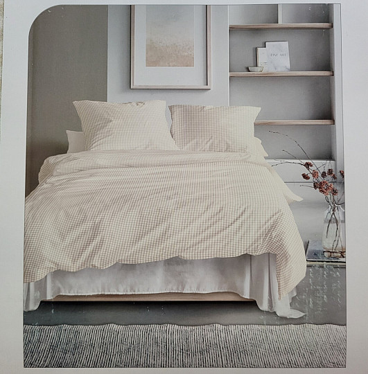 IRISETTE luxus pamutszatén BÉZS FEHÉR KOCKÁS