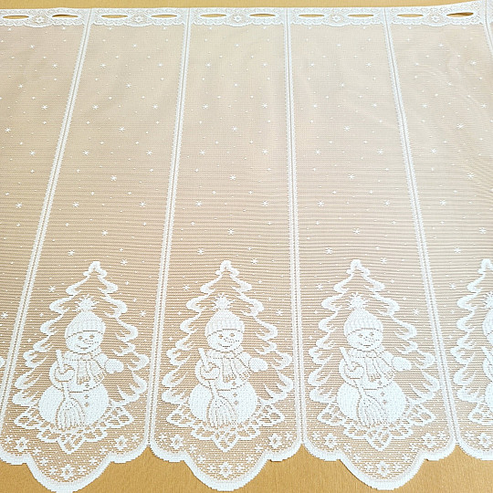 KARÁCSONYI jacquard függöny a HÓEMBER ólomüveg ablakhoz