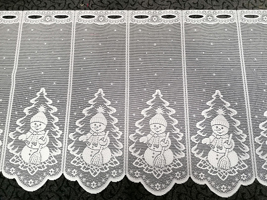 KARÁCSONYI jacquard függöny a HÓEMBER ólomüveg ablakhoz