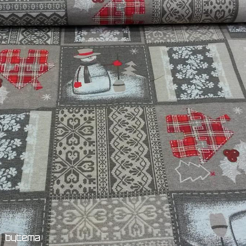 Karácsonyi díszítő szövet Hóember I