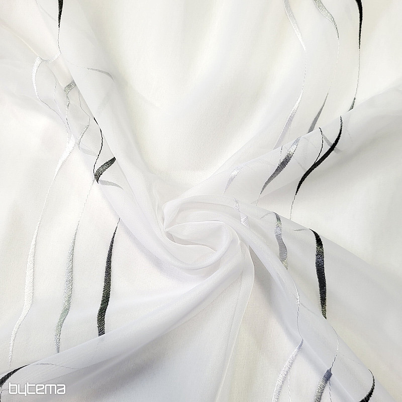 Függönyfátyol hímzéssel szürke Gerster 195/0810