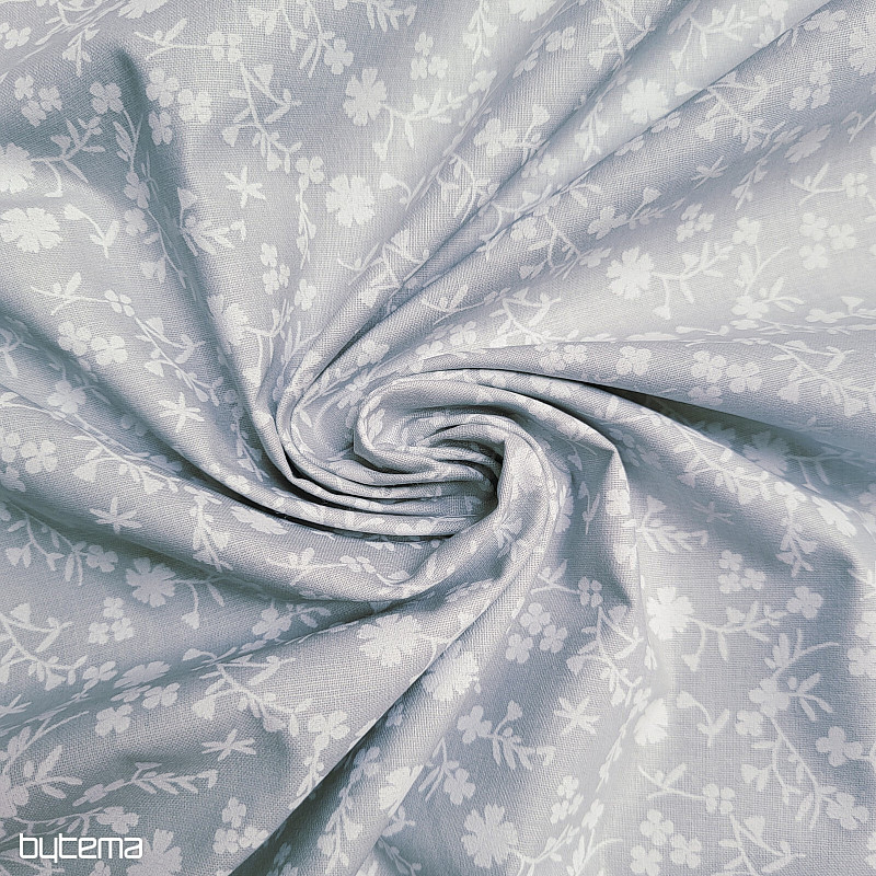 Pamut dekorációs anyag MARGELIE virágos SZÜRKE