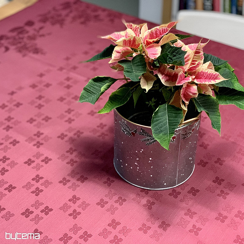 Asztalterítő DAMASZK virágok bordó 120x140