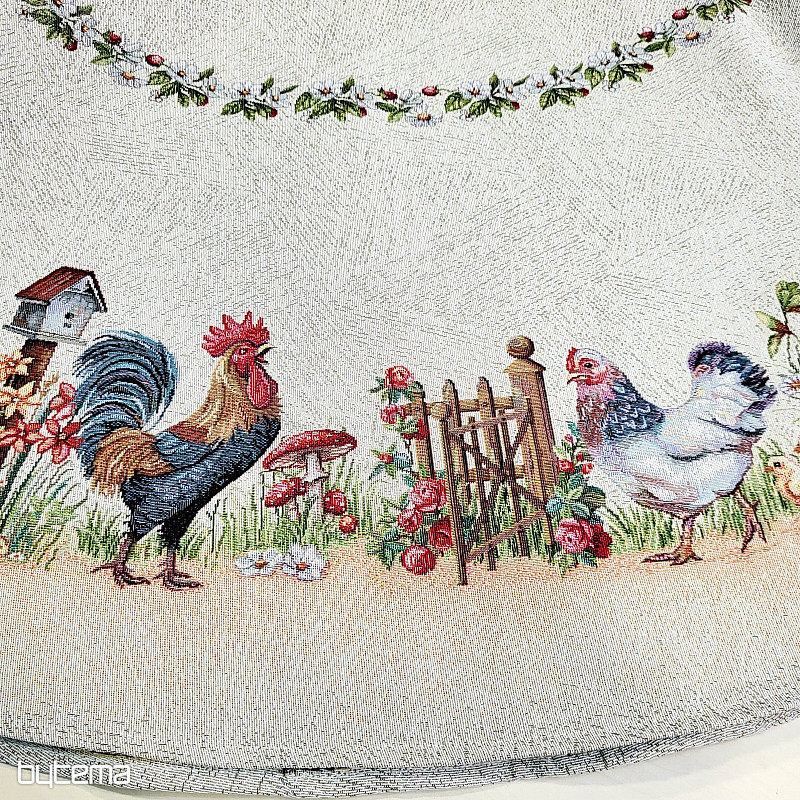 Kerek gobelin terítő ROCK BY THE FENCE