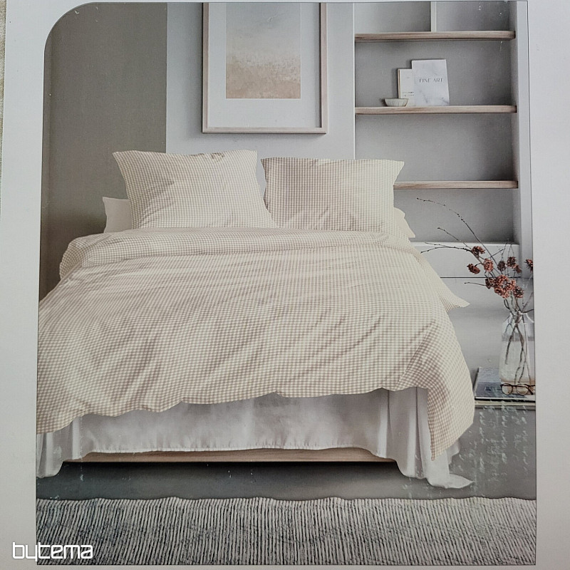 IRISETTE luxus pamutszatén BÉZS FEHÉR KOCKÁS