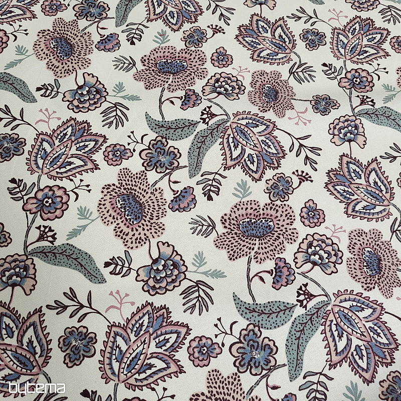 Pamut anyag VIRÁGOK BOHO