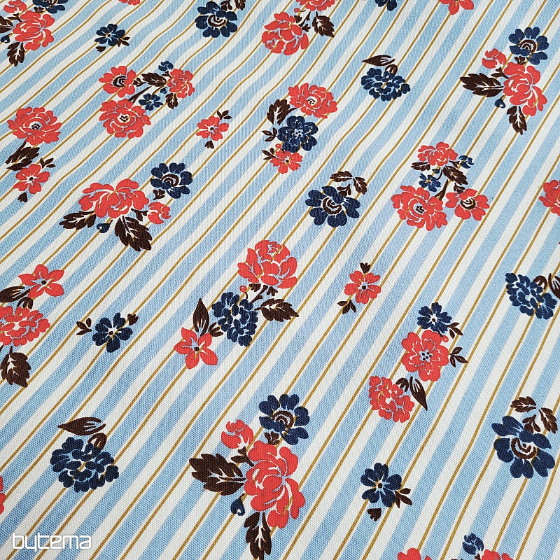 Pamut anyag KÉK CSÍKOS RIMCHA