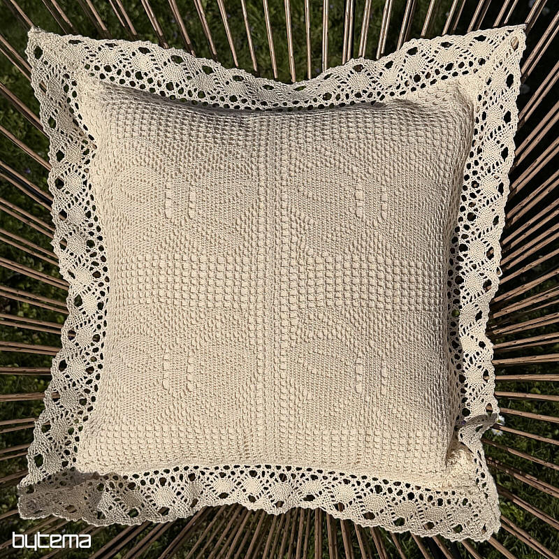 Dekoratív párnahuzat CSIPKE PILLANGÓ bézs