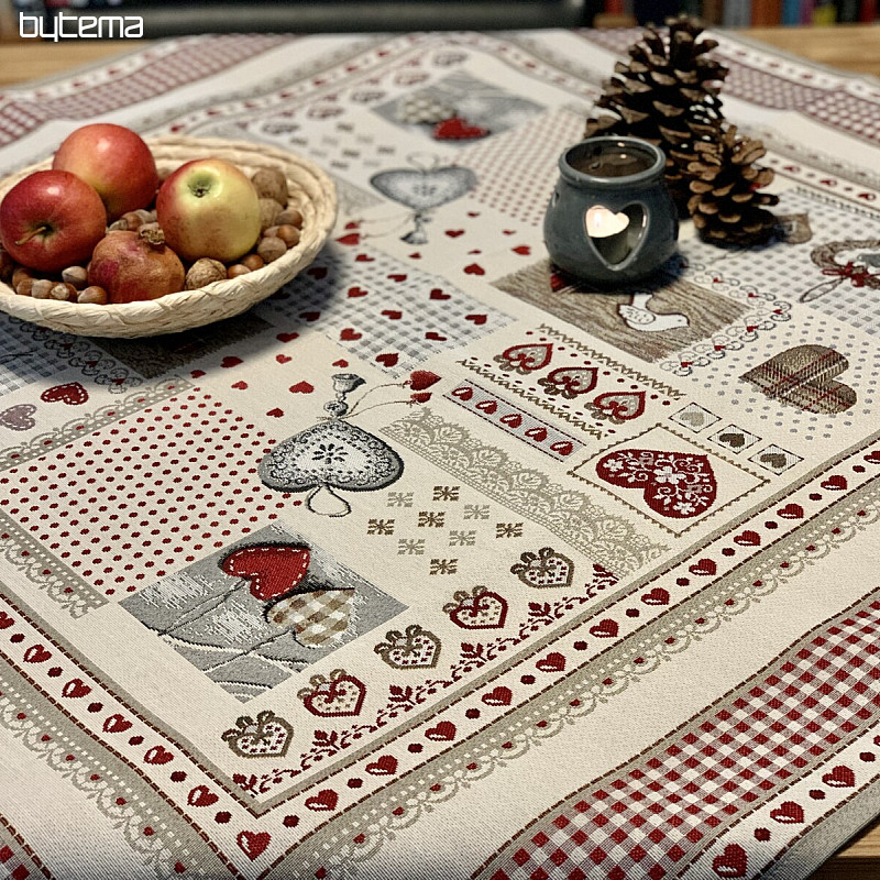 Gobelin terítő Szív NATUR