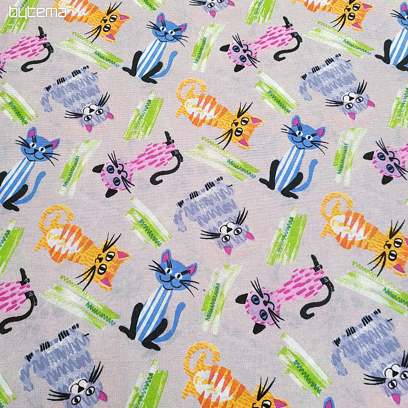 Dekoratív szövet CATS MULTICOLOR