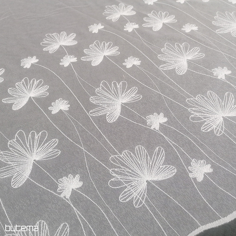 Luxus hímzett fehér függöny virágokkal 11749/0001