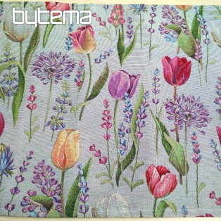 Gobelin terítő, sál Tavaszi - tulipán szürke-kék