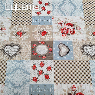 Dekoratív szövet LIA bézs színű patchwork