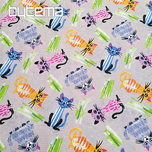 Dekoratív szövet CATS MULTICOLOR